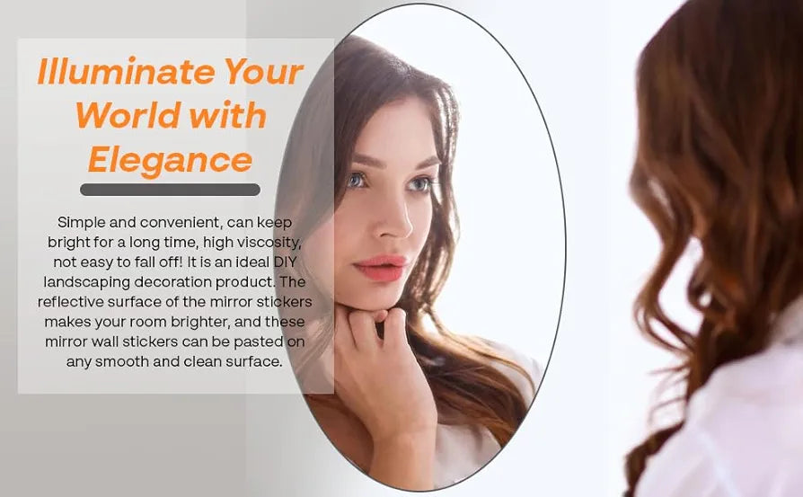 Oval Shape Adhesive Mirror for Wall on Tiles Bedroom Living Room Basin Mirror Bathroom Wall Mirror Both Side Acrylic Wall Mirror Full Length