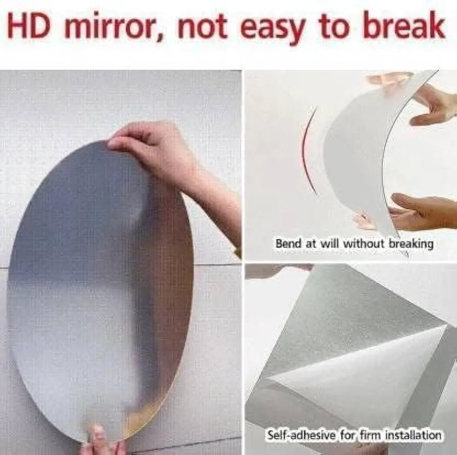 Oval Shape Adhesive Mirror for Wall on Tiles Bedroom Living Room Basin Mirror Bathroom Wall Mirror Both Side Acrylic Wall Mirror Full Length